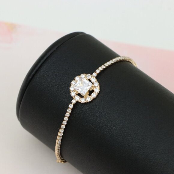 Chic Rose Gold Plated Adjustable A-Bracelet with Sparkling Design, XPAB0608 - Picture 8 of 11